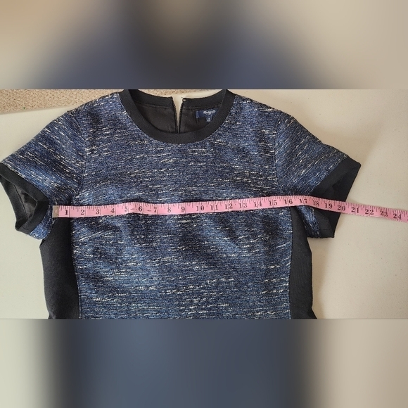 Madewell Women's Shimmer Weave Blue Tweed Shift Dress Size S. - Picture 3 of 6